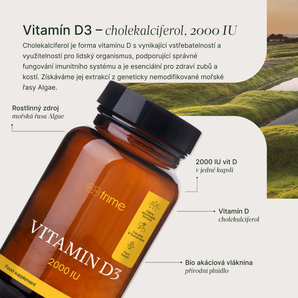 Trime Vitamin D3 - cholekalciferol 2000 IU (90 kapslí)