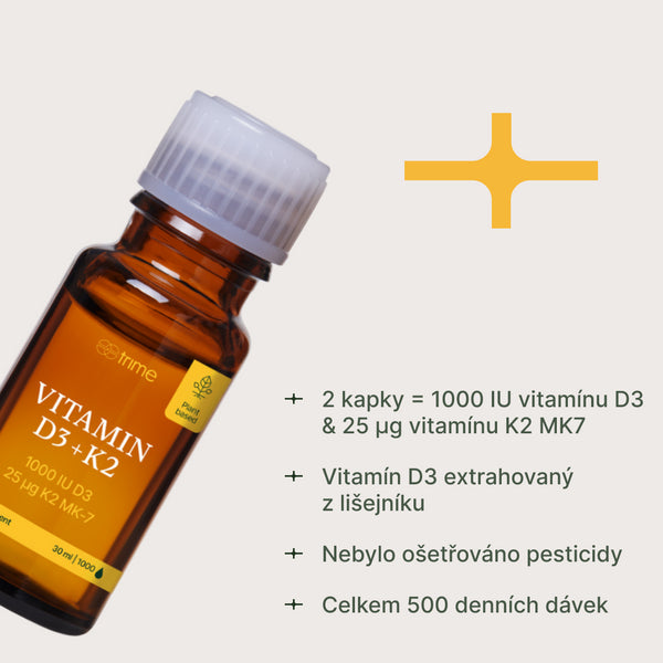 Trime Vitamín D3 + K2, 1000 IU + 25 µg - kvapky (28,5 ml)