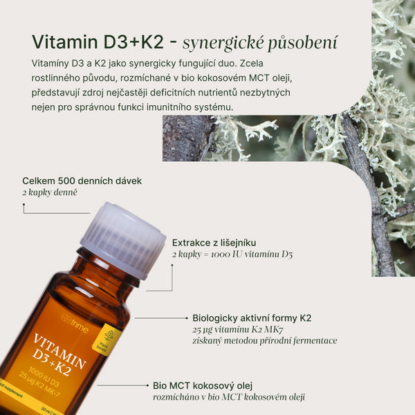 Trime Vitamín D3 + K2, 1000 IU + 25 µg - kvapky (28,5 ml)