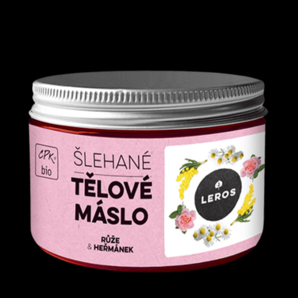 LEROS Šlehané tělové máslo BIO (150 ml) - Růže & heřmánek