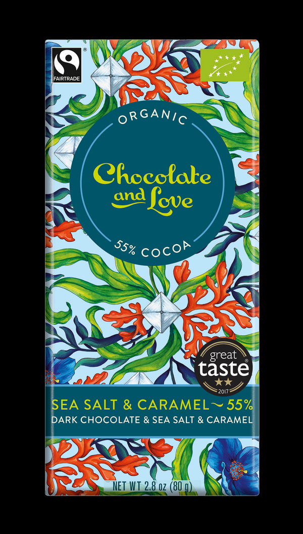 Chocolate and Love Tmavá čokoláda Sea Salt & Caramel 55% BIO (80 g) - min. trv. 3/2025