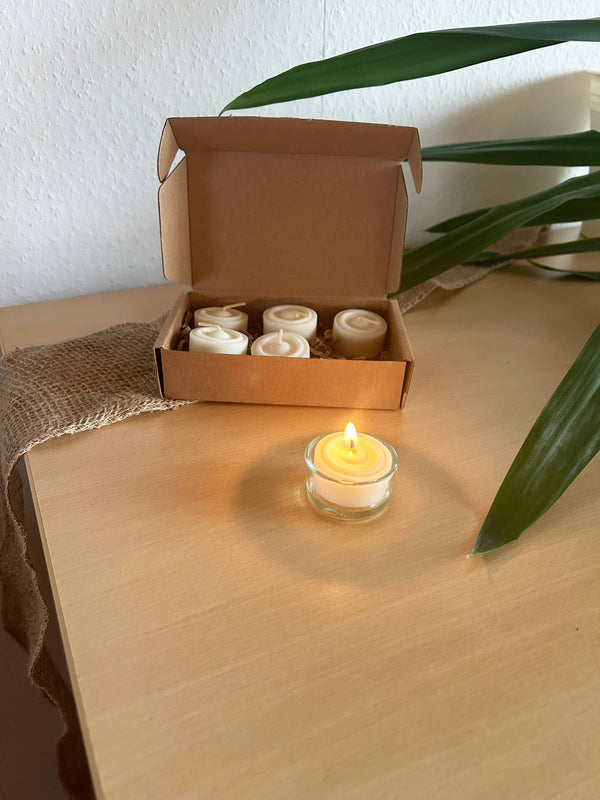 VonTree Candle Sada čajových svíček ze sójového vosku bez vůně - bezobalová (6 ks)