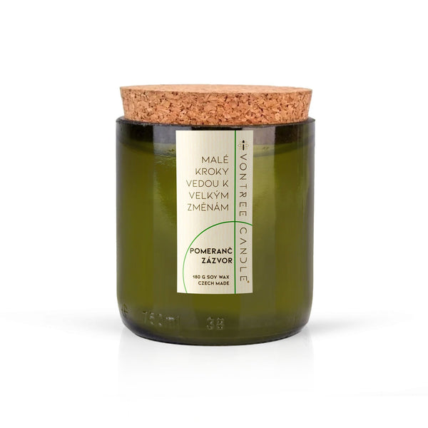 VonTree Candle Vonná svíčka ve vinné lahvi (250 ml) -Pomeranč a zázvor