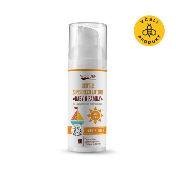 Drevená lyžička Telové mlieko na opaľovanie pre deti a rodinu SPF 30 <tc>BIO</tc> (50 ml)